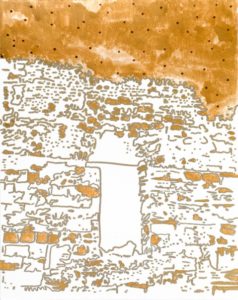 Otranto - Aquarelles et marqueurs dorés - Papier sur toile - 32 x 24 cm - 2023