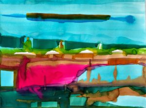 Paysage aveuglé / Encres sur toiles et châssis / 60 x 80 cm / 2024