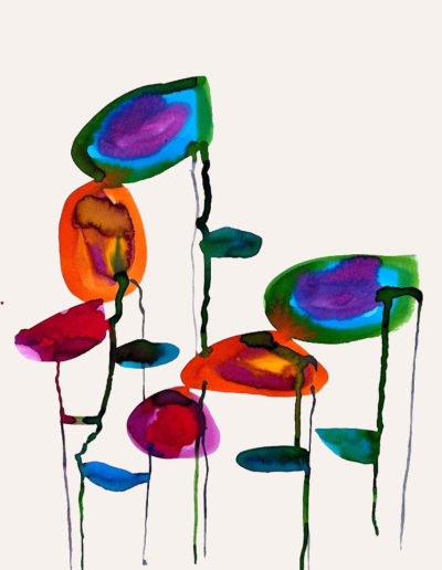 Frédéric Khodja - Compositions n°28 / Encres sur papiers aquarelles / 65 x 50 cm / 2022