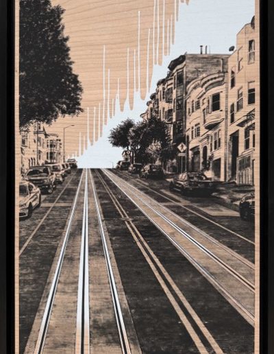 Alone in San Francisco - 30 exemplaires Sérigraphie sur merisier - 36 x 60 cm (Avec cadre 40 x 64 cm)