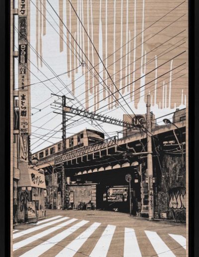 Japan spirit - 30 exemplaires Sérigraphie sur érable - 75 x 37 cm (Avec cadre 79 x 41 cm)