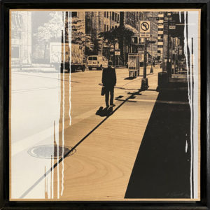 Alone in Madison - Sérigraphie sur bois de merisier - 44 x 44 cm