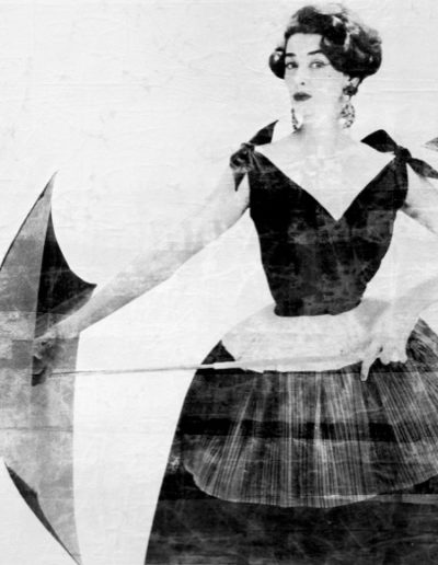 De Bonna - Donna con ombrello - 2026 - Photographie aux sels d’argent, tempera, encre de chine sur toile - 100 x 120 cm